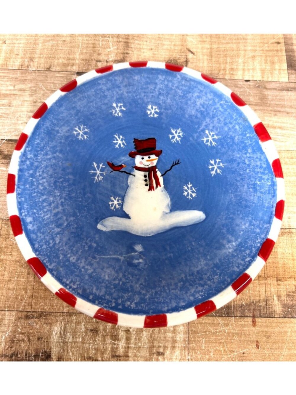 Snowman Check Park Designs Ceramic Trivet Red & Blue Winter Holiday Decor